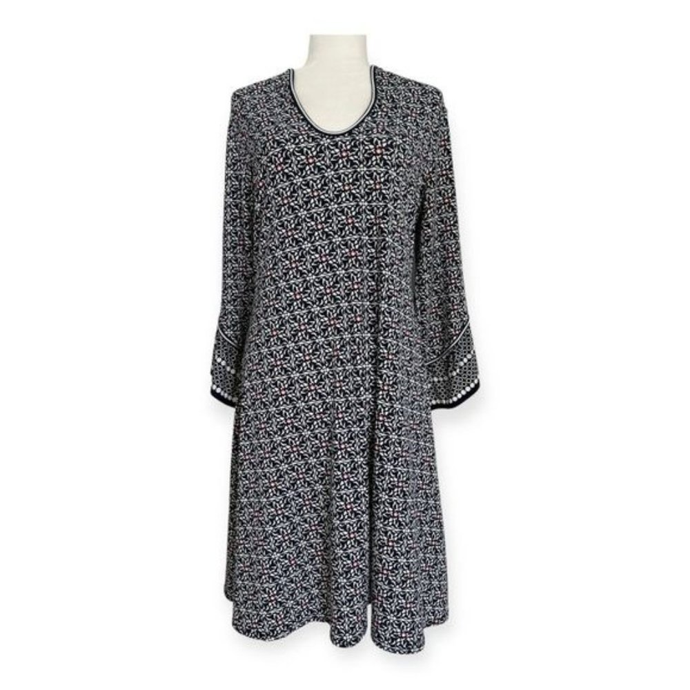 Max Studio Jersey Blue Floral Bell Sleeve Mini Dress
